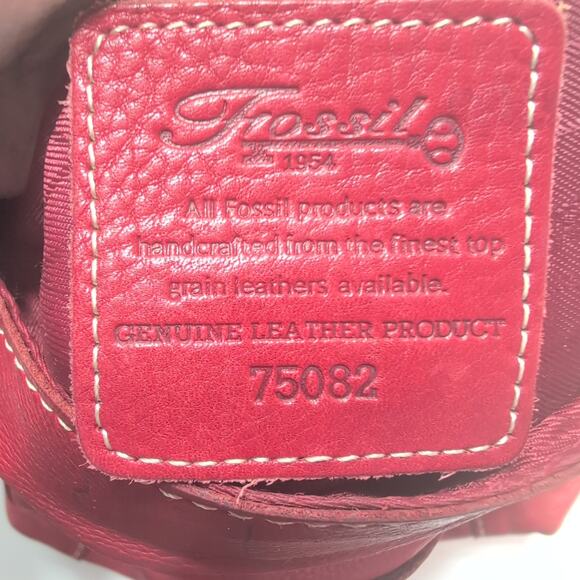 Vintage Fossil Pebbled Red Genuine Leather Crossbody Messenger Bag 75082 - Picture 8 of 14